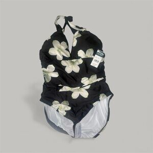 Ralph Lauren Black Floral One Piece Swimsuit